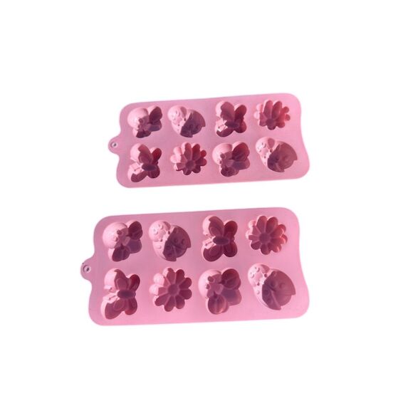 Silicone Mold Set Pink Butterfly Flower Ladybug - Picture 2 of 2